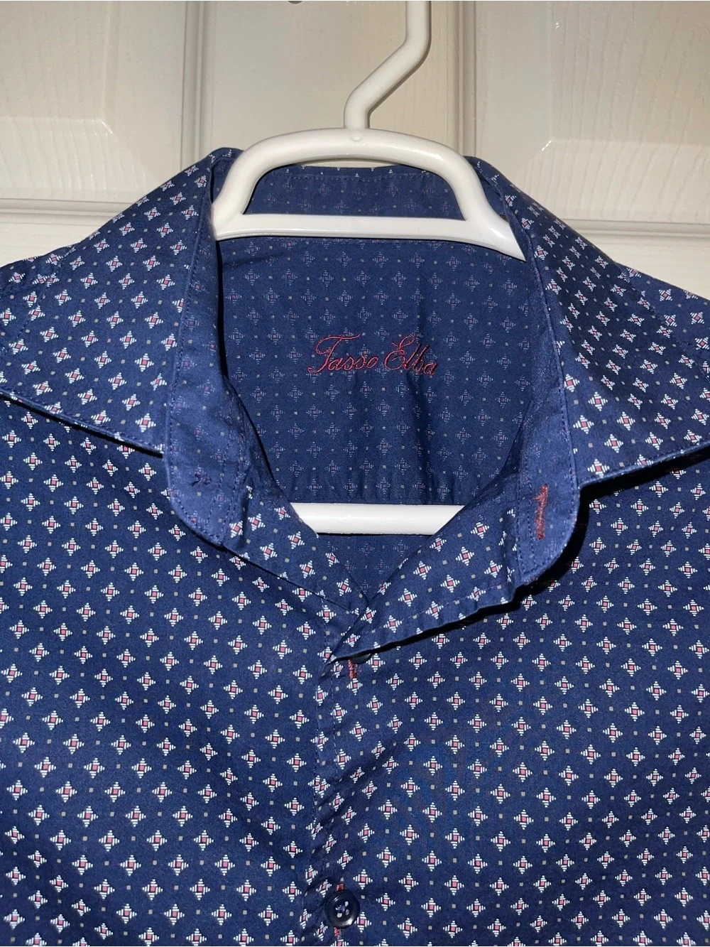 Tasso Elba Men's Navy Blue Printed Button-Up Shirt